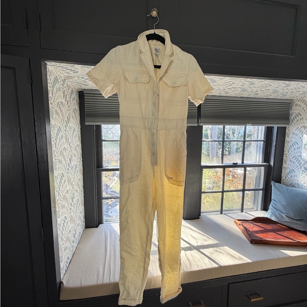 BDG Cream Short-Sleeve Jumpsuit